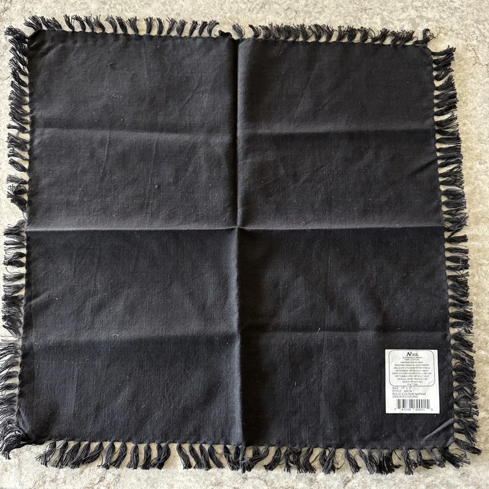 Set Of 3 Black 100% Cotton Cloth Dinner Napkins 17